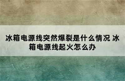 冰箱电源线突然爆裂是什么情况 冰箱电源线起火怎么办